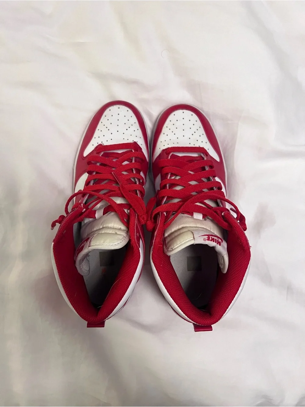 Nike White and Red High-Top Sneakers